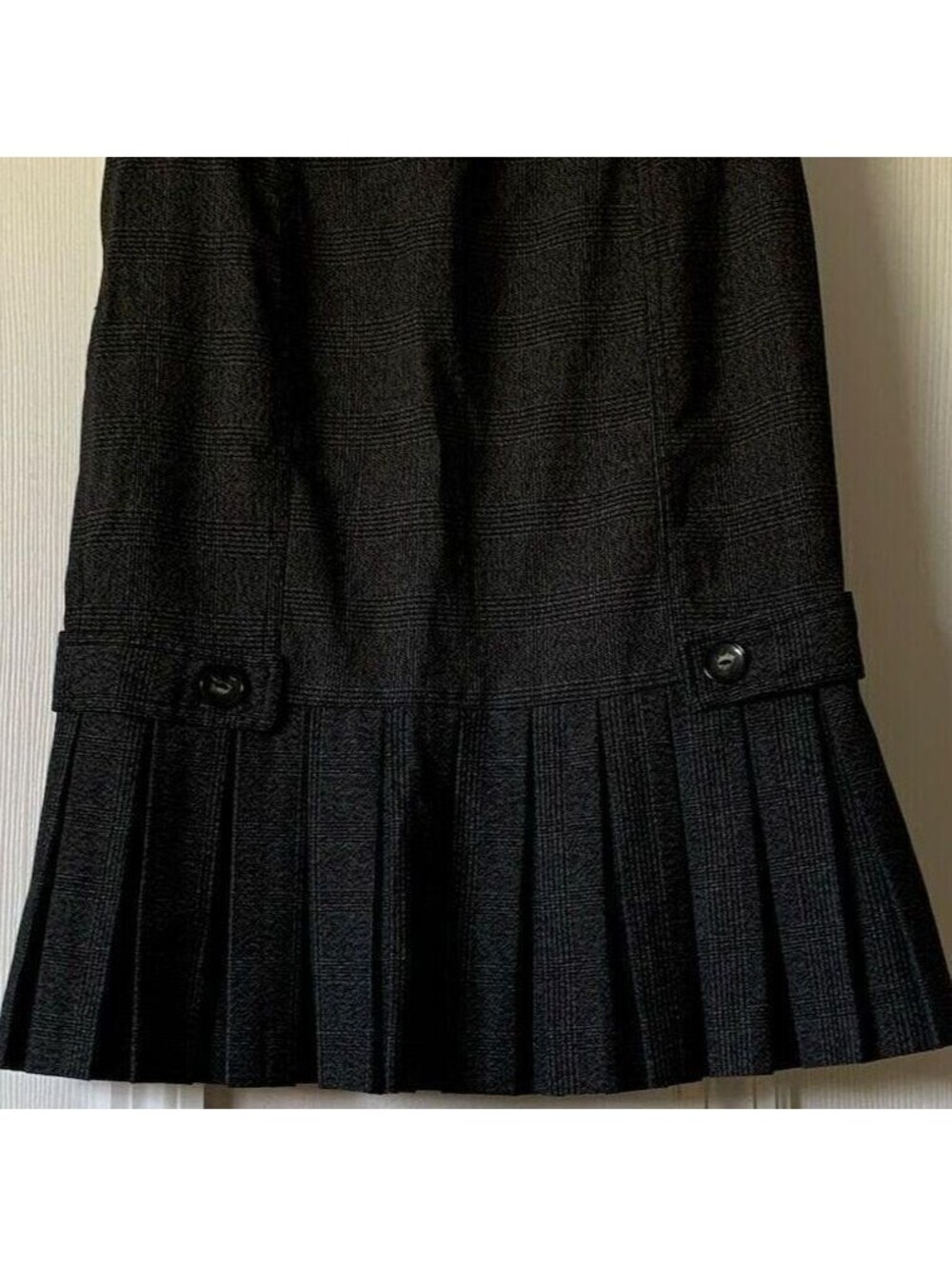 BCX Black Pleated Skirt with Button Detail